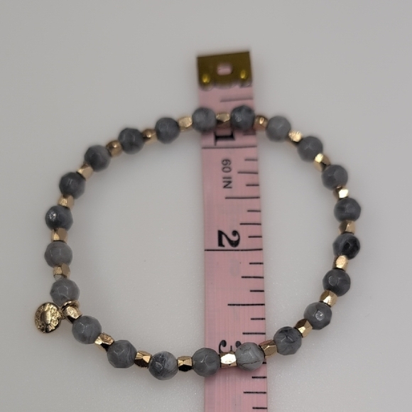 J. Crew Gray and Gold Stretch Bracelet with Charm - Picture 4 of 6